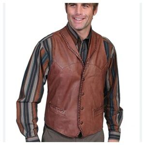 Scully Men's Trailrider Whipstitch Leather Vest size XXXL